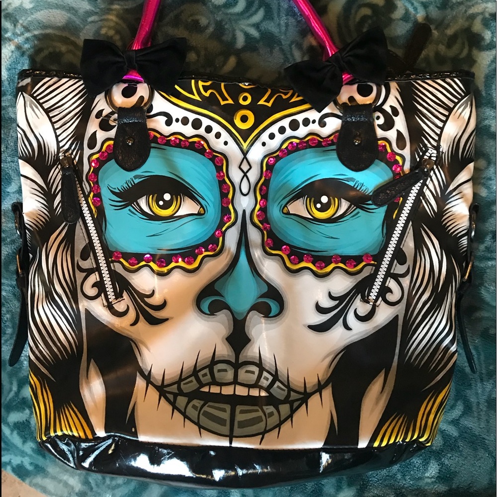 ❌ ❌S O L D ❌ ❌ SUGAR SKULL VEGAN/ PU LEATHER TOTE.